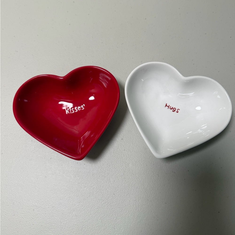 Heart-Shaped Red and White Dishes